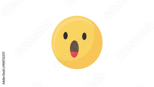 Looping animation of a neutral to surprised facial expression with an alpha channel, creating an animated surprised emoji.