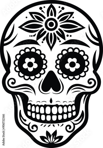 dia de muertos silhouette illustration black and white