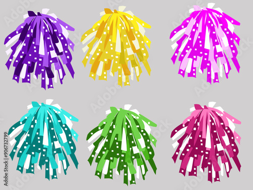 Set of multicolored pom-poms vector.
