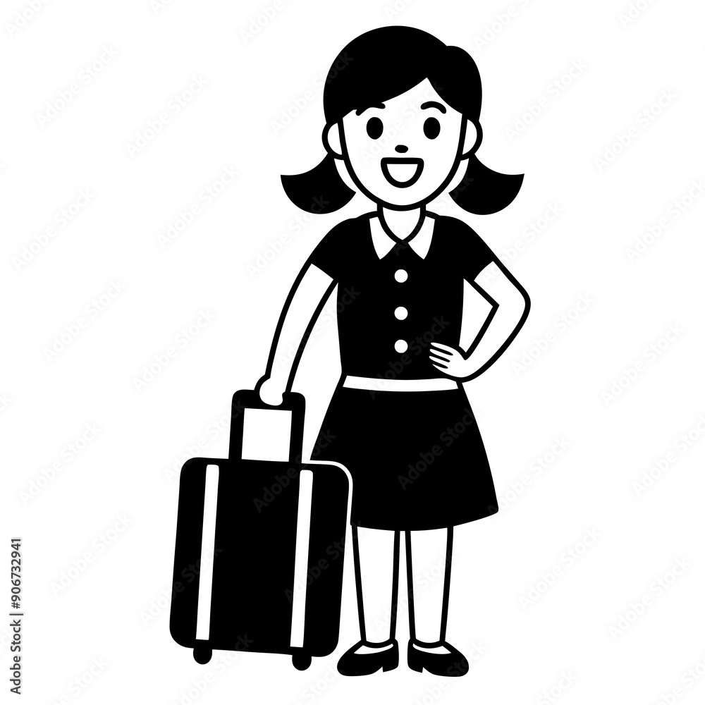 Girl with a travel suitcase, looking excited for a trip Girl with a travel suitcase, looking excited for a trip