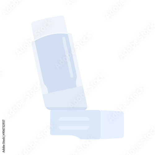 Inhaler. Medical inhaler for treatment and prevention. Asthma, shortness of breath, pulmonary disease. Simplicity and flat vector illustration. Isolated on white.