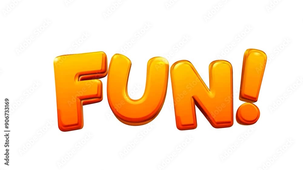 Cheerful and colorful animated text spells out the word fun! in bold, orange letters on a white background. Perfect for adding a playful touch to any project Cheerful and colorful animated text spells out the word fun! in bold, orange letters on a white background. Perfect for adding a playful touch to any project