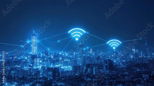 Wallpaper Mural international communication , word, city, fiber network, wifi, digital, network Torontodigital.ca