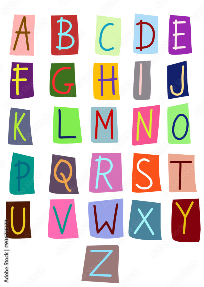 set clipart note alphabet, retro-style handwriting fonts