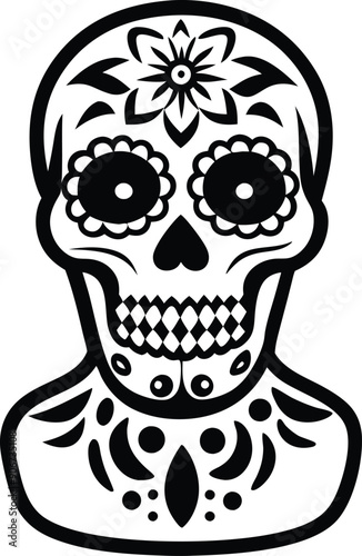dia de muertos silhouette illustration black and white