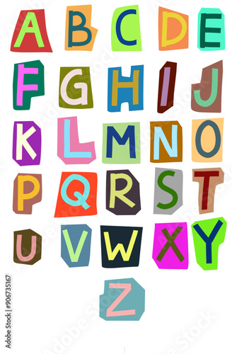 magazine cutout letters, Vintage alphabet decorative font design