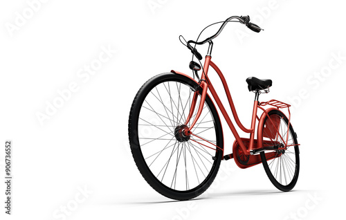 Red vintage bicycle isolated on transparent background