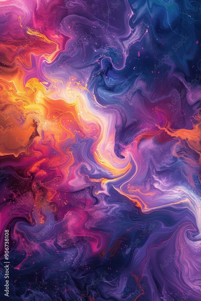 Abstract Colorful Fluid Art Painting with Vibrant Swirls of Purple, Pink, and Yellow Hues Abstract Colorful Fluid Art Painting with Vibrant Swirls of Purple, Pink, and Yellow Hues