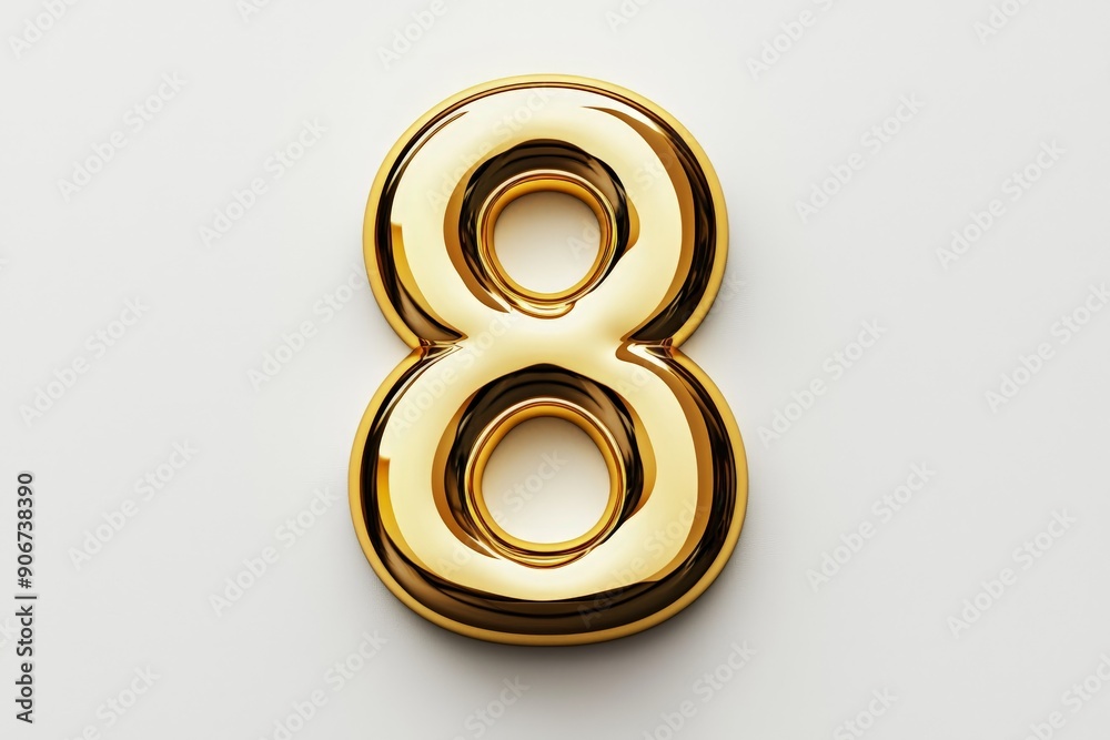 the number 8 / eight made out of gold - isolated top view product photo on white background the number 8 / eight made out of gold - isolated top view product photo on white background