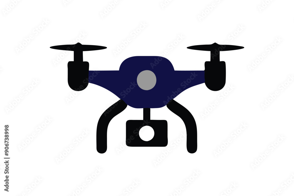 Drone black vector art illustrator isolated on white background Drone black vector art illustrator isolated on white background