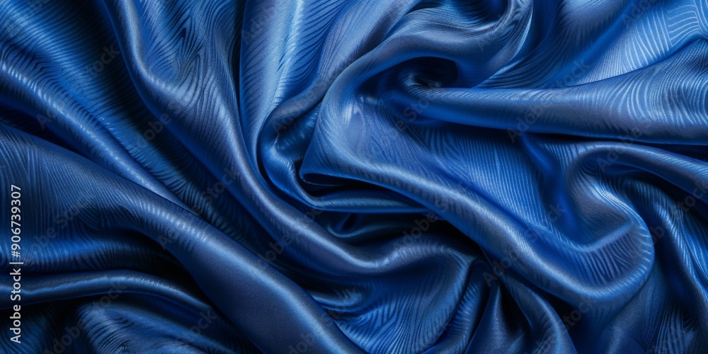 Fototapeta premium Elegant Blue Silk Fabric Background Offering a Smooth and Luxurious Texture with Copy Space for Design Flexibility