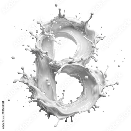 The letter B made of milk and paint