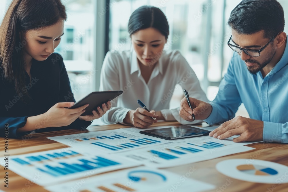 Fototapeta premium Business People Analyzing Data Charts