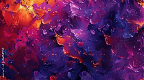 Vibrant Abstract Fluid Art with Bold Purple and Orange Swirls and Dynamic Textures photo