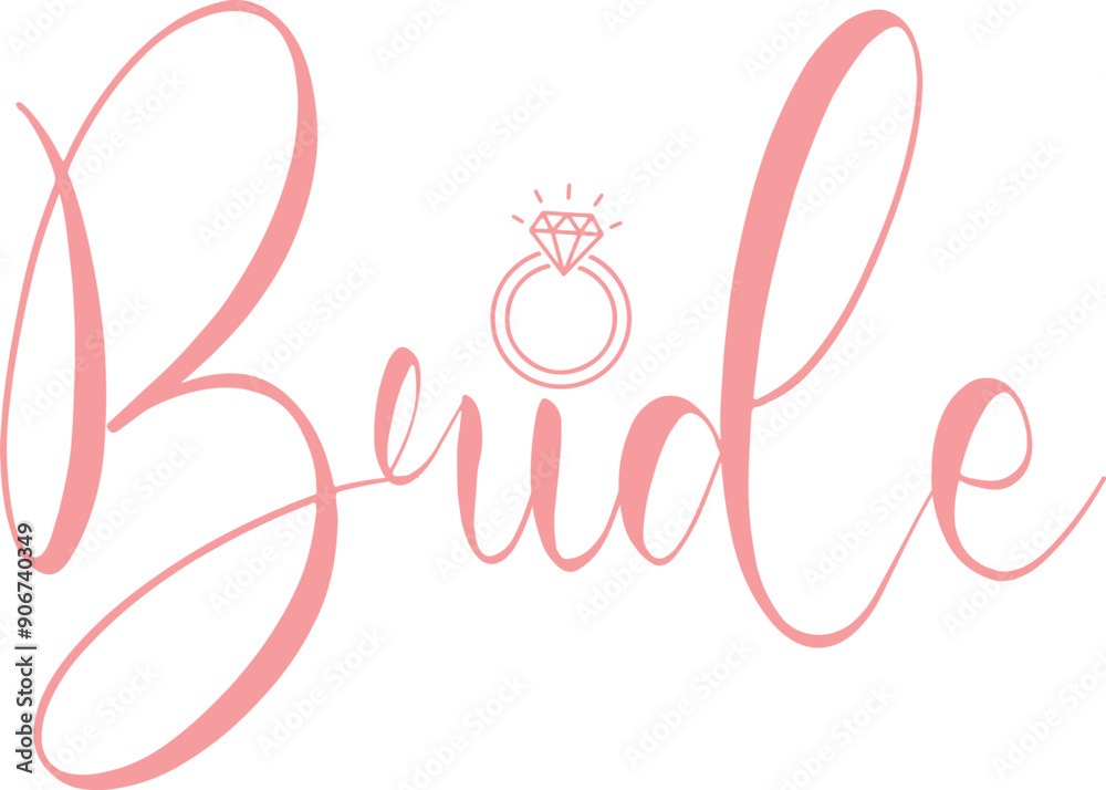 Bride wedding typography design on plain white transparent isolated background for card, shirt, hoodie, sweatshirt, apparel, tag, mug, icon, poster or badge Bride wedding typography design on plain white transparent isolated background for card, shirt, hoodie, sweatshirt, apparel, tag, mug, icon, poster or badge