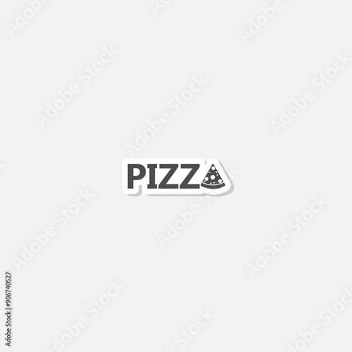  Pizza word icon sticker isolated on gray background