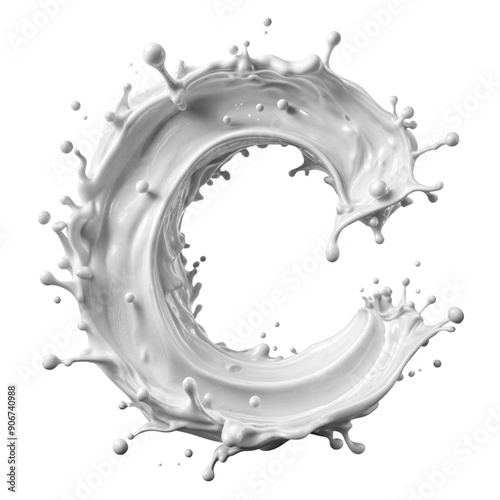 The letter C made of milk and paint