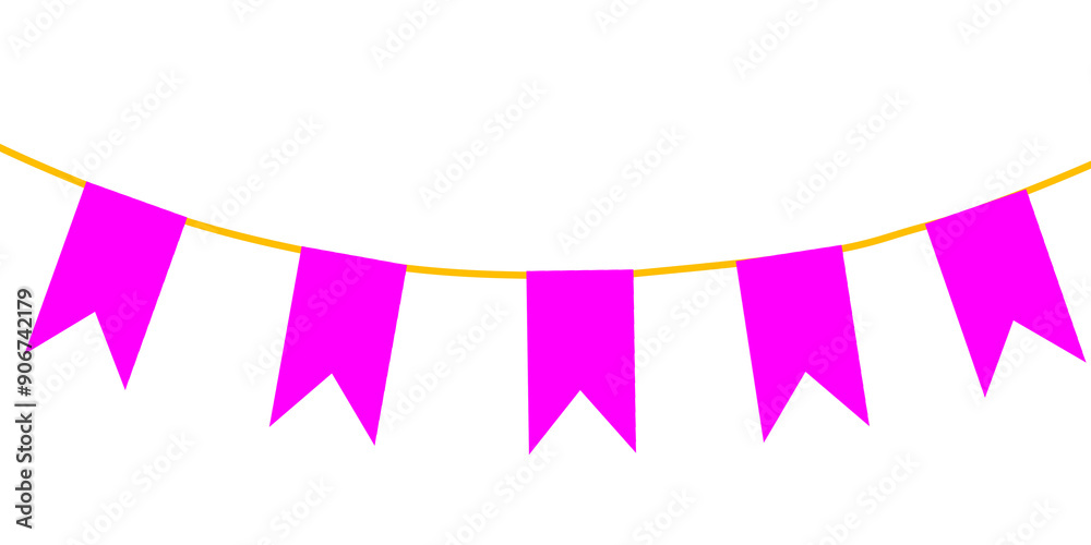 Obraz premium Party decoration, Birthday banner, party banner, birthday decorations, pink banner, flag, decoration, banner png, triangle flag decoration, decoration festival, ribbon