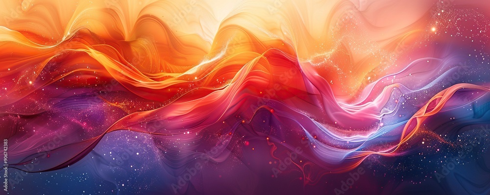 Abstract Swirling Fluid with Glitter and Glowing Spots Abstract Swirling Fluid with Glitter and Glowing Spots