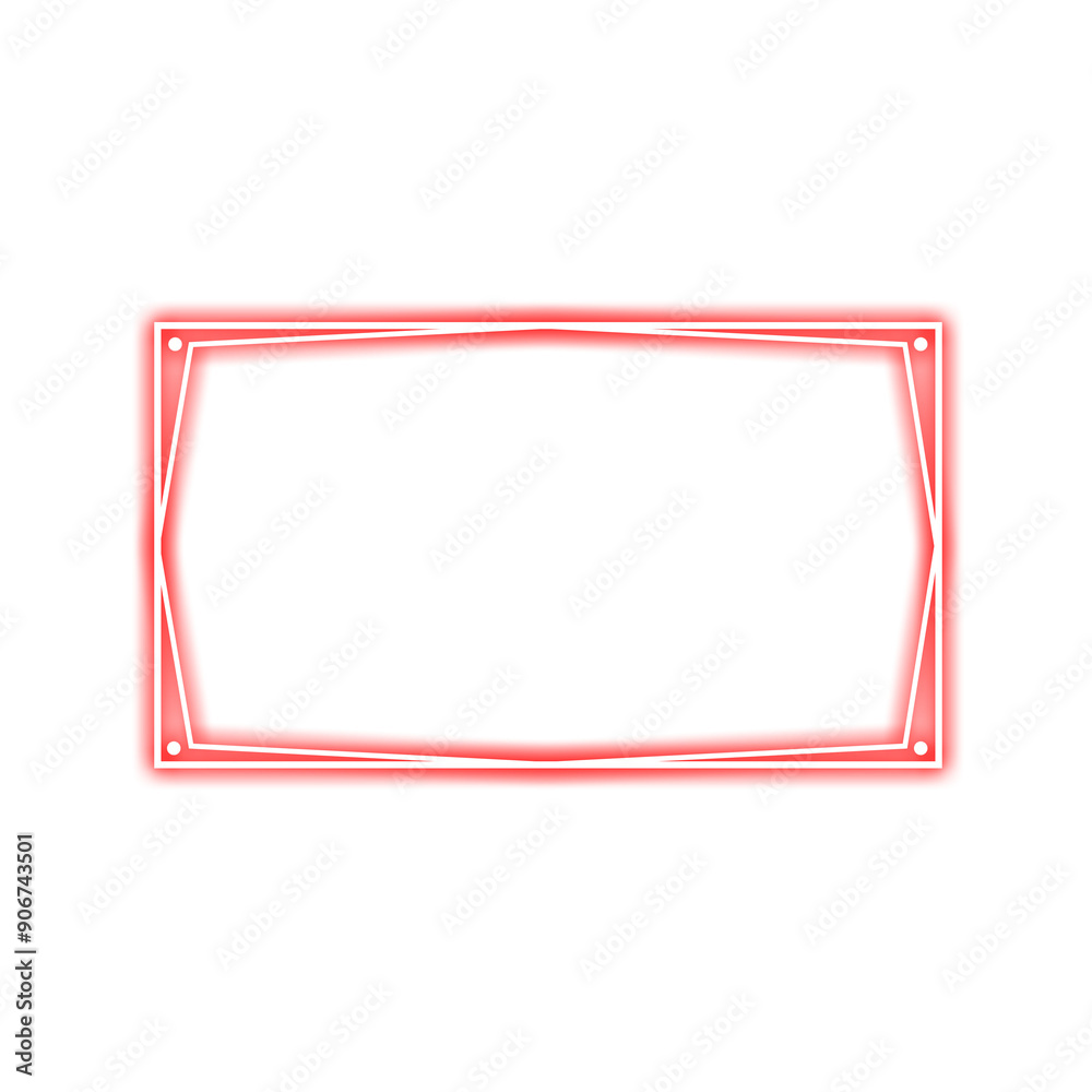 frame rectangle and dot on corner light neon