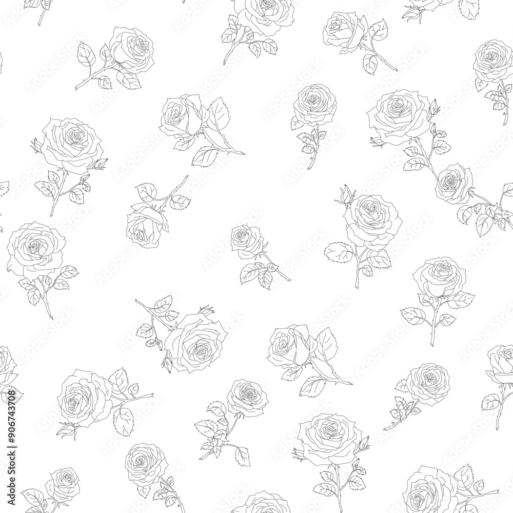 Sketch seamless black and white floral pattern with roses that is perfect for textile design and chic modern decor. Sketch seamless black and white floral pattern with roses that is perfect for textile design and chic modern decor.