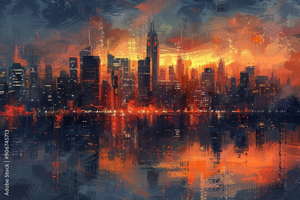 Cityscape with an Orange Sky Cityscape with an Orange Sky