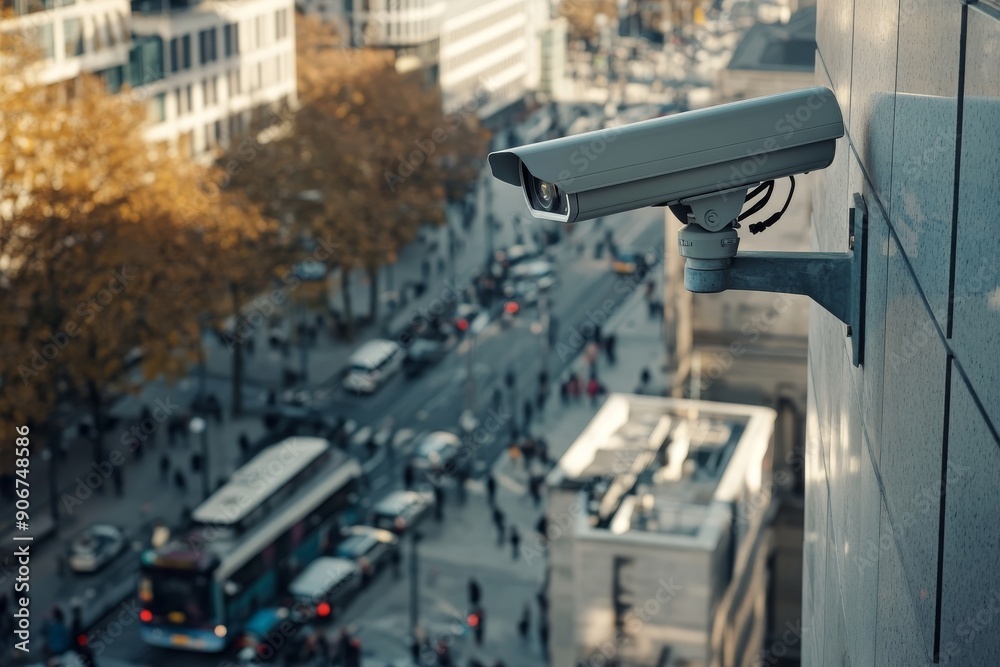 a modern CCTV camera mounted on the corner a modern CCTV camera mounted on the corner
