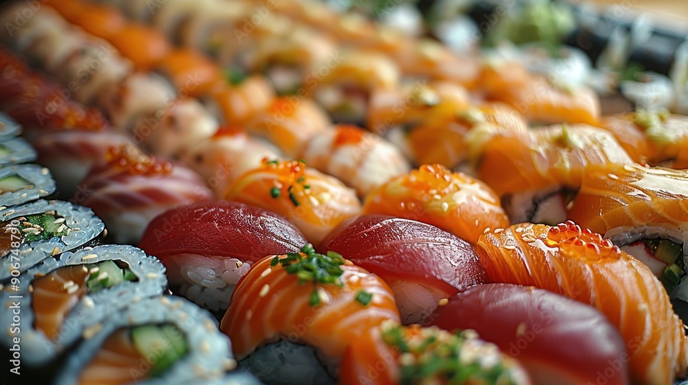 Assortment of Delicious Sushi Rolls Assortment of Delicious Sushi Rolls