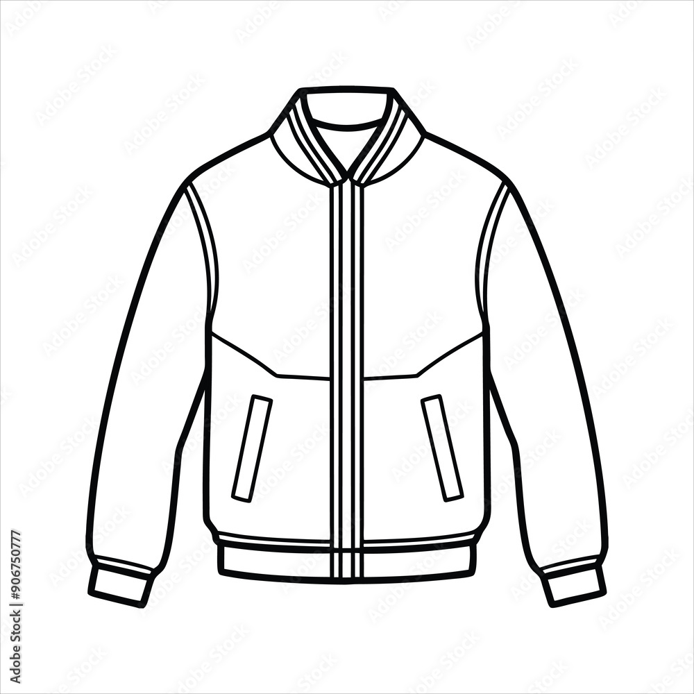 A stylish bomber jacket line art vector