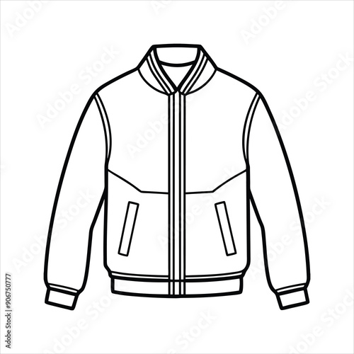 A stylish bomber jacket line art vector