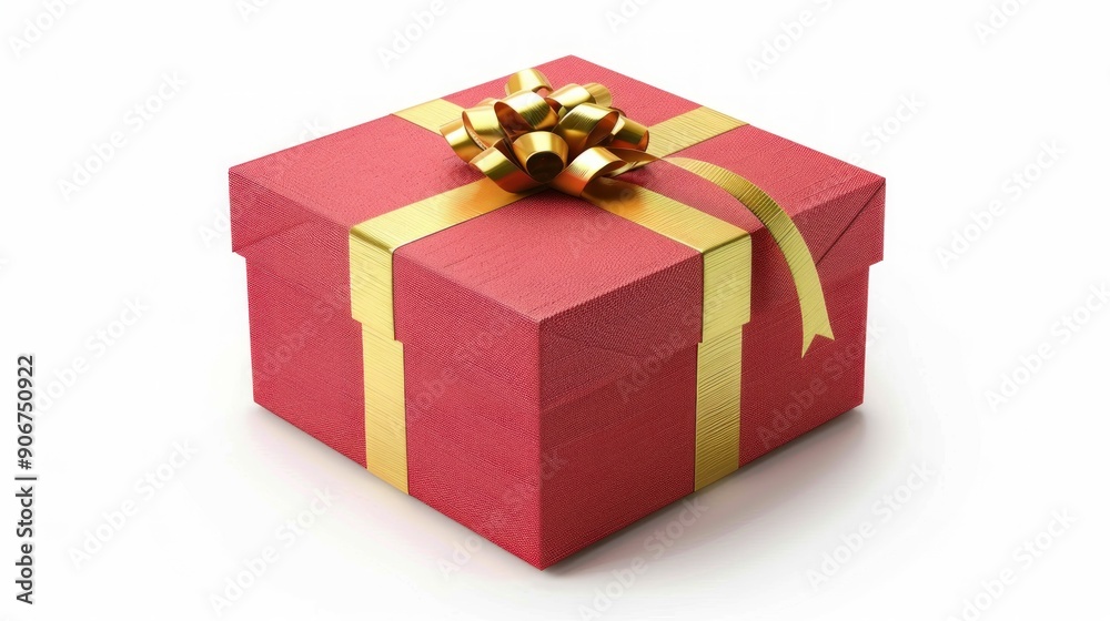 Red Gift Box with Golden Ribbon Red Gift Box with Golden Ribbon