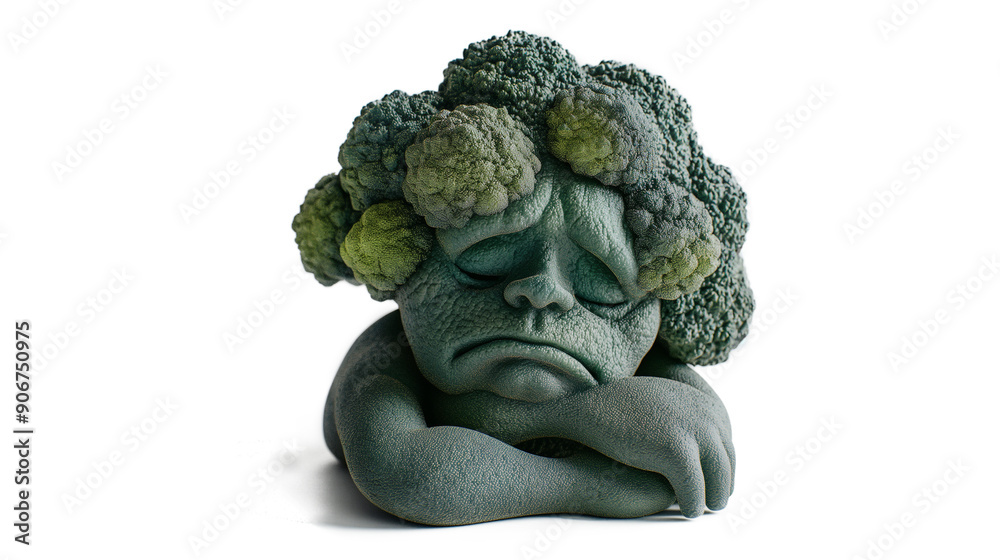 A broccoli with a face on it isolated on a transparent background A broccoli with a face on it isolated on a transparent background