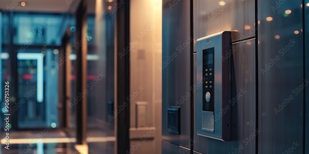 Modern video intercom at the entrance to the apartment door. Video doorbell to the house. Modern video intercom at the entrance to the apartment door. Video doorbell to the house.