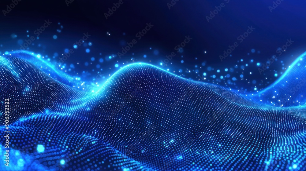 Abstract Blue Wavy Pattern with Glowing Dots Abstract Blue Wavy Pattern with Glowing Dots
