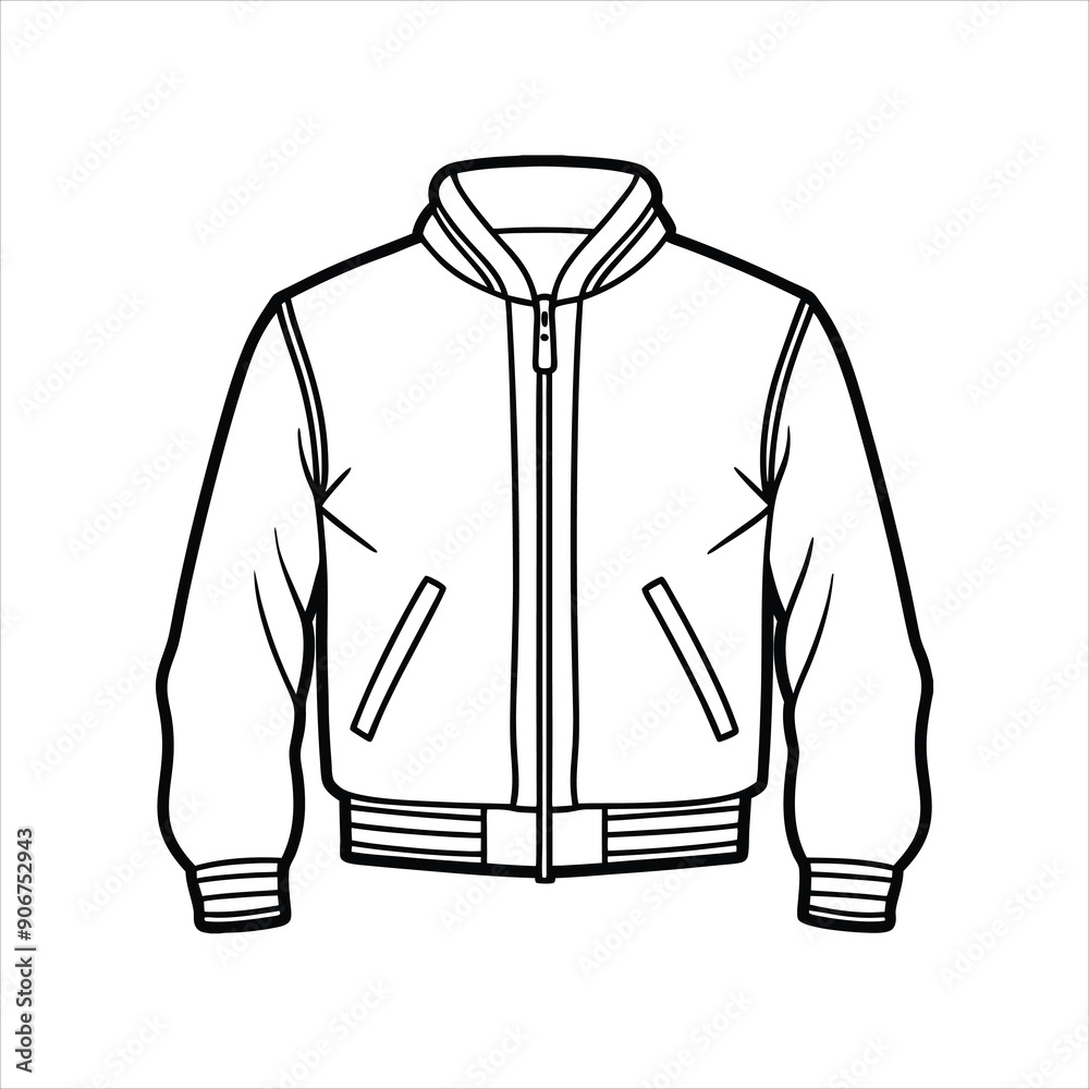 A stylish bomber jacket line art vector A stylish bomber jacket line art vector