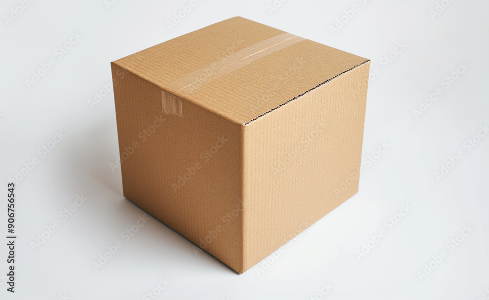 A simple, square brown cardboard box with a lid, representing packaging and storage. A simple, square brown cardboard box with a lid, representing packaging and storage.
