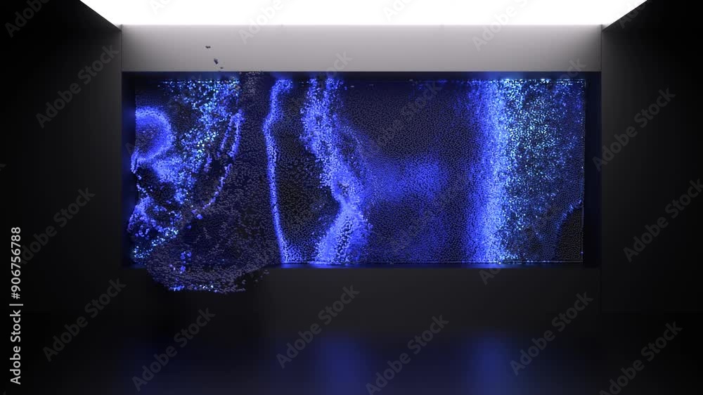 3d render of abstract art video animation with surreal dark interior of ...