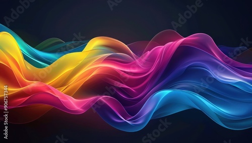 Abstract Colorful Waves on Dark Background