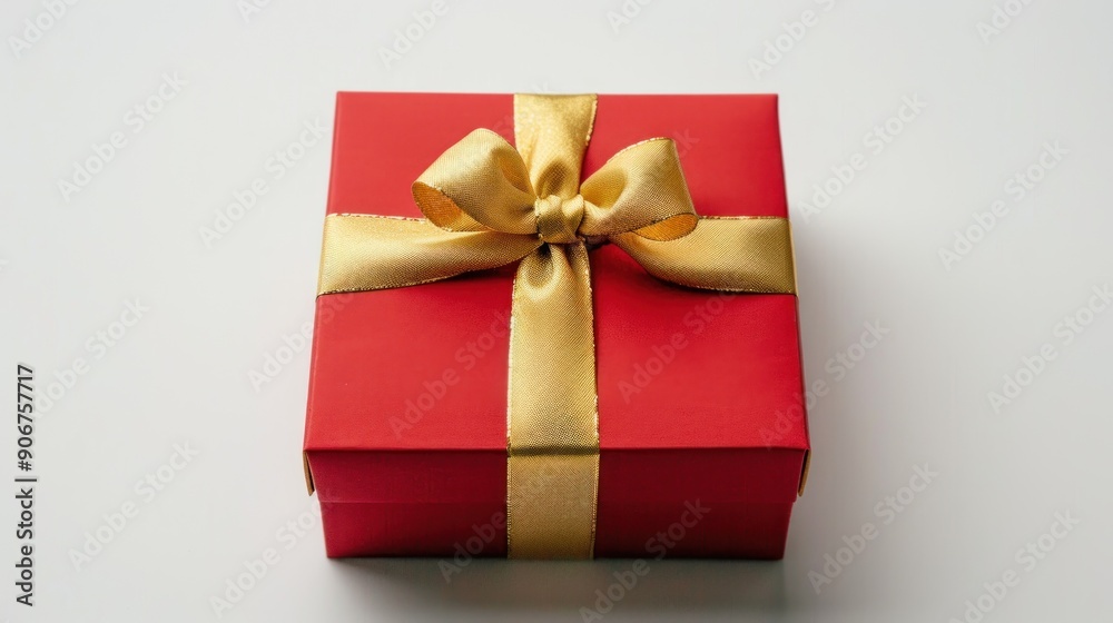 Red Gift Box with Golden Ribbon