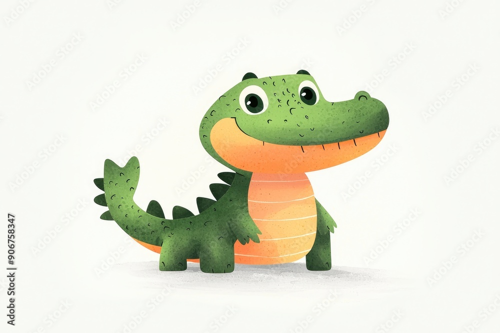 Obraz premium Adorable Cartoon Crocodile Illustration