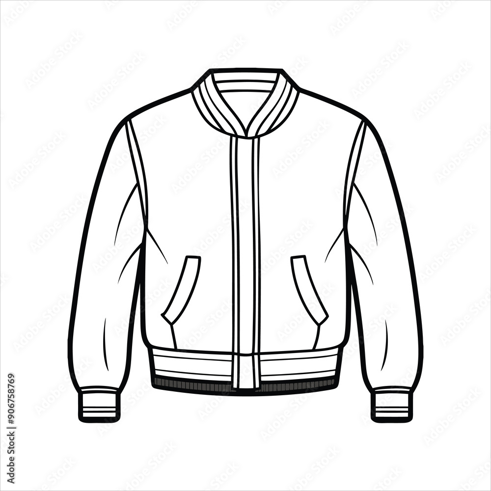 A stylish bomber jacket line art vector A stylish bomber jacket line art vector