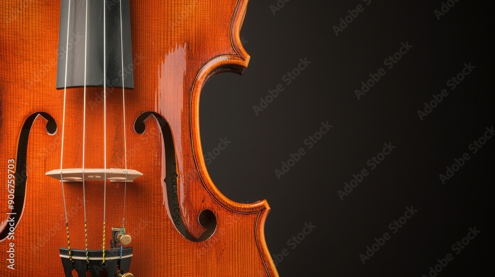 Close-up of Violin Against Dark Background