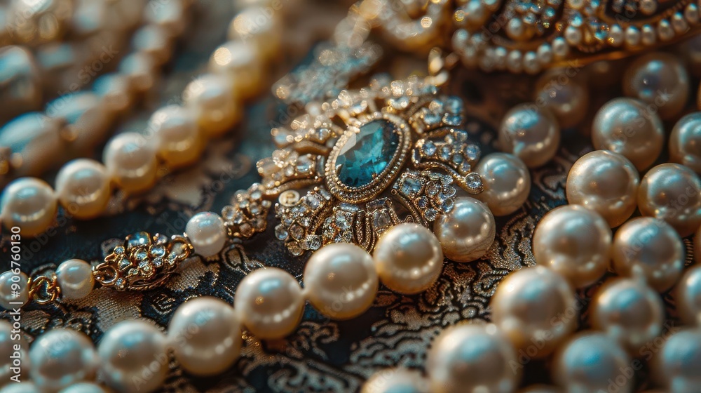 Realistic close-up of fashionable jewelry and accessories displayed on a table detailed textures and precision Realistic close-up of fashionable jewelry and accessories displayed on a table detailed textures and precision