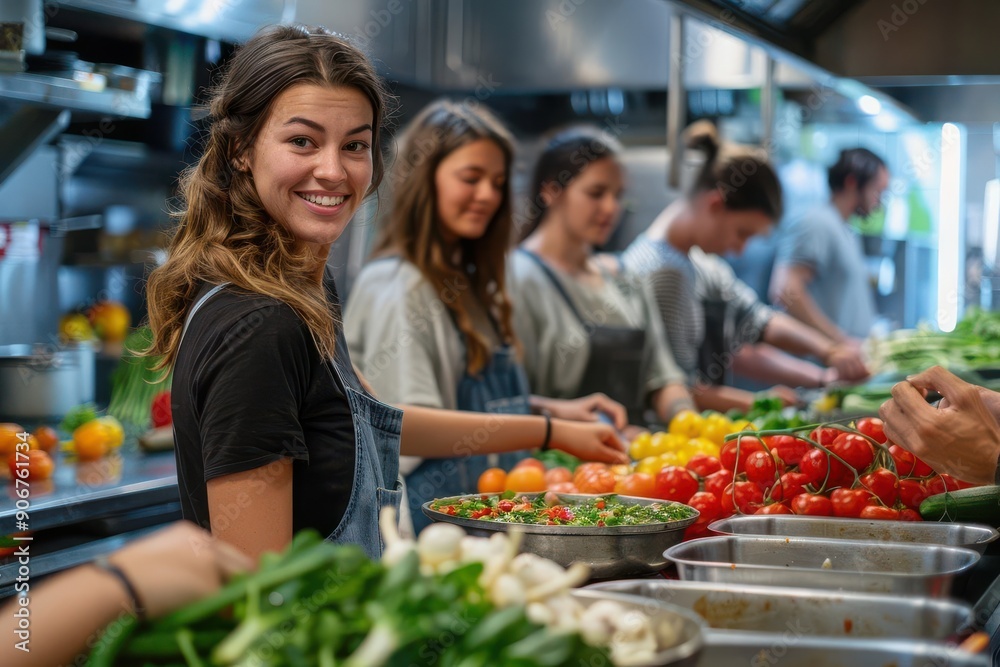 Realistic plantbased diet cooking class with participants preparing meals highdefinition clarity Realistic plantbased diet cooking class with participants preparing meals highdefinition clarity
