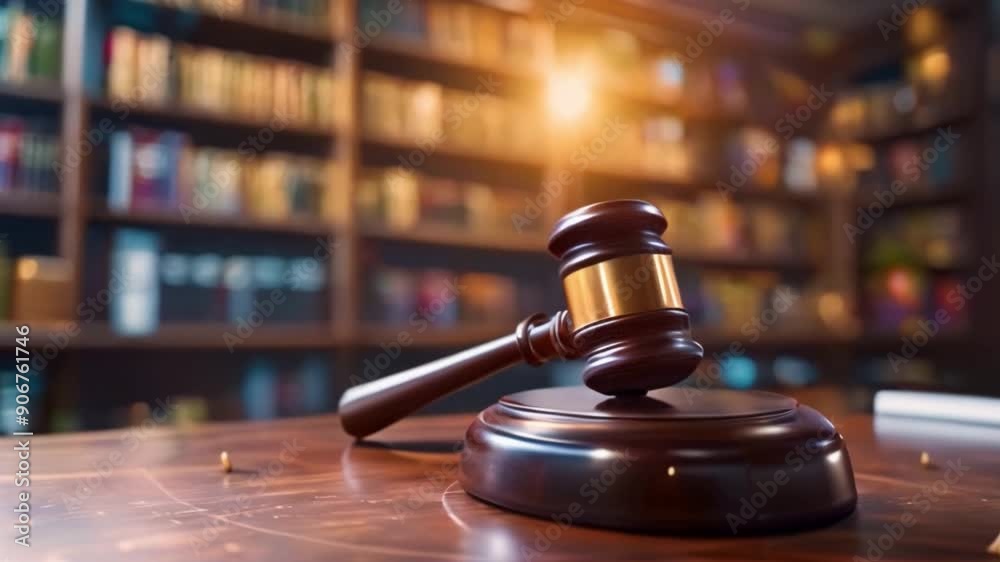 As an example of digital law and its application to online technology, we see smart law, legal advice icons, the mallet of the judge, balance, justice scale, and books in the courtroom concept.