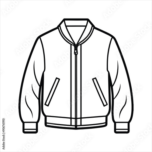 A stylish bomber jacket line art vector