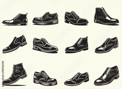 Man Shoe Silhouette Vector Illustration
