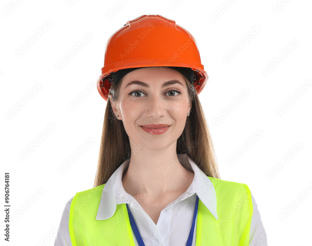 Engineer in hard hat on white background Engineer in hard hat on white background