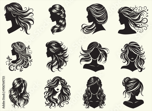Woman Hairstyle Silhouette Vector Illustration