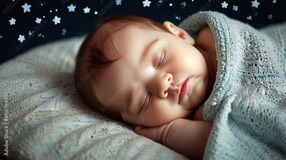 An innocent cute baby is sleeping, looking like an angel An innocent cute baby is sleeping, looking like an angel